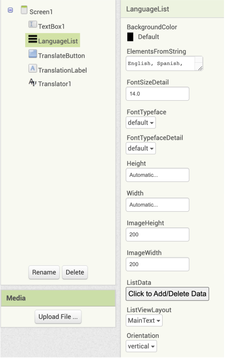 Components of Translate App